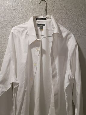 Eddie Bauer Men's White Dress Shirt - Classic Point Collar